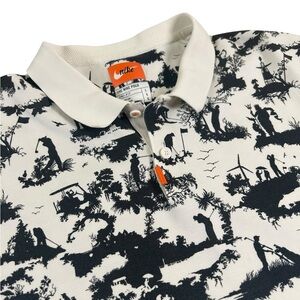 NIKE‎ Dri-FIT Textured Golf Polo Scenic Toile Print Short Sleeve Men Large